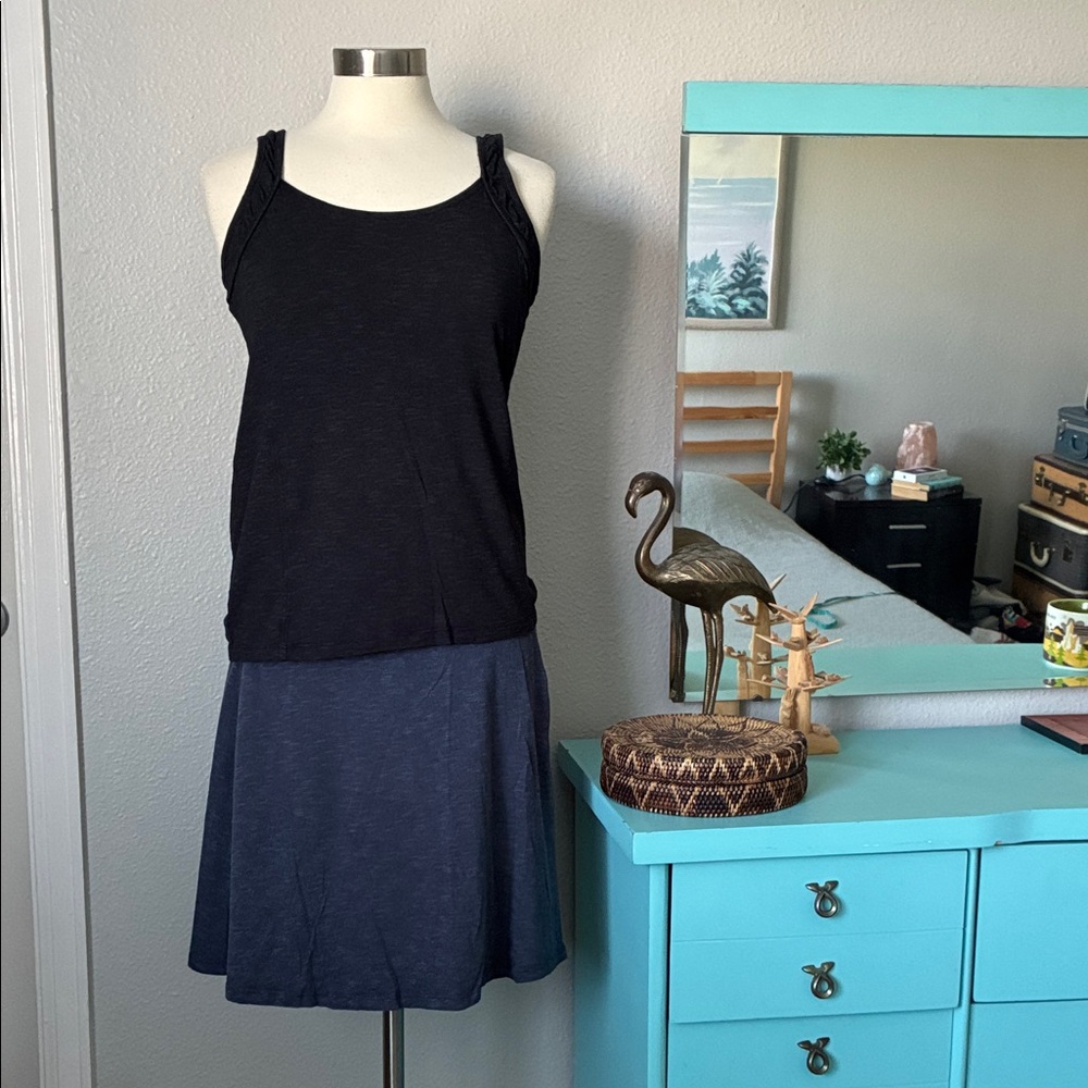 Horny Toad & Co. Lot Black Tank Top with Blue Skirt Large Tencel Organic Cotton